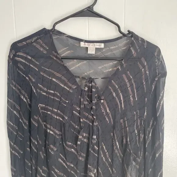 Sheer Tie Blouse Ethereal Boho Whimsigoth Y2K Fairy‎ Grunge Top L NWT Romantic - Picture 7 of 10